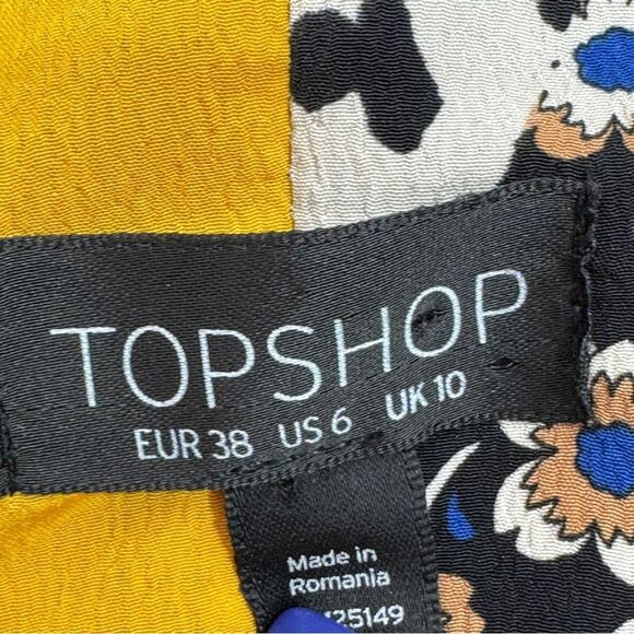 Topshop Patchwork Floral Animal Print Crepe Romper Yellow Black 6 - Picture 11 of 14